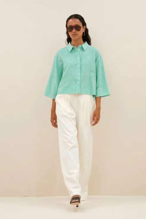 By bar bernie blouse | green seer stripe* Chemisiers