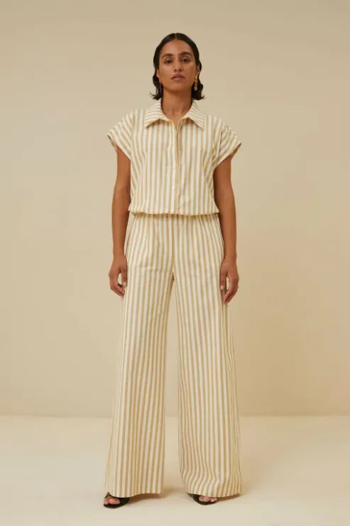 By bar bieke linen stripe blouse | ochre* Chemisiers