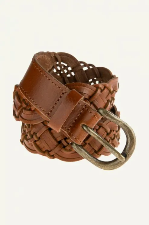 By bar braided leather belt | cognac* Ceintures