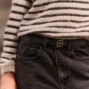 By bar buckle logo belt | black* Ceintures