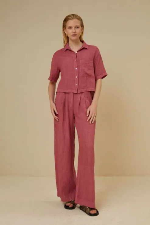 By bar cris linen blouse | raspberry* Chemisiers