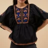 By bar gabie embroidery blouse | jet black* Chemisiers