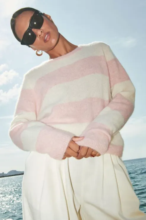 By bar gwen big stripe pullover | pink big stripe* Maillots