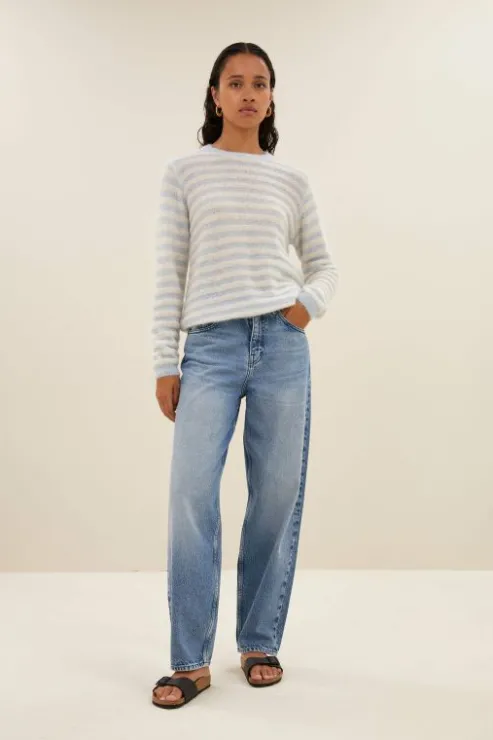 By bar gwen thin stripe pullover | blue thin stripe* Maillots