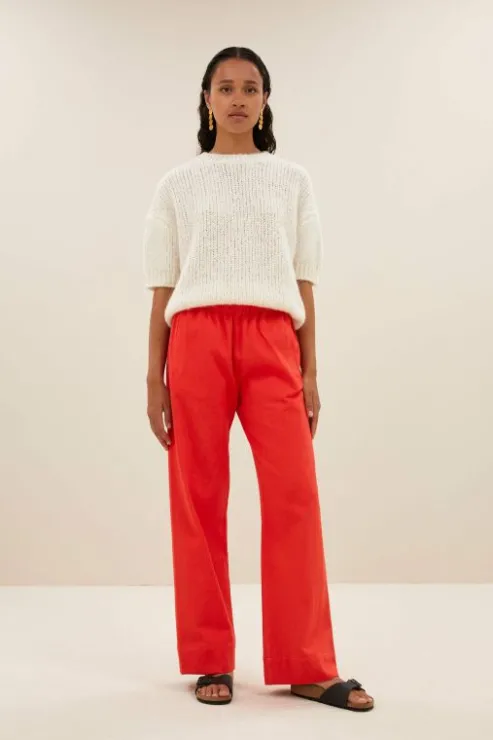 By bar mees twill pants | poppy red* Pantalon