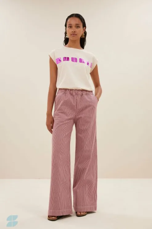 By bar neal stripe pants | cherry milky stripe* Pantalon