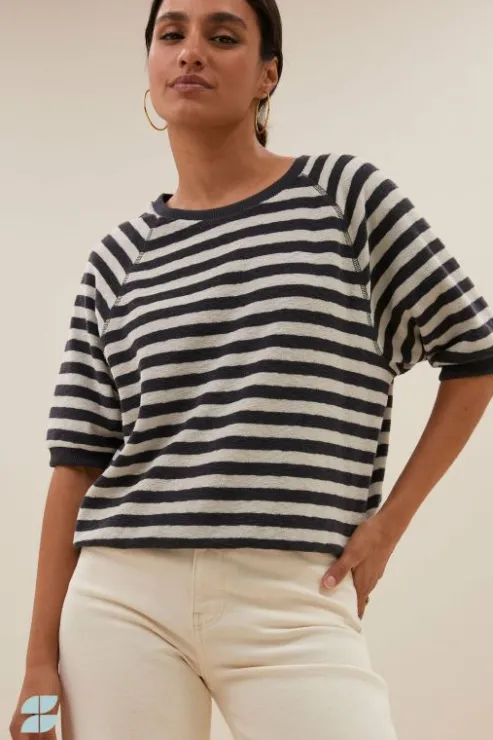 By bar neva slub stripe top | jet black* Tops & T-shirts