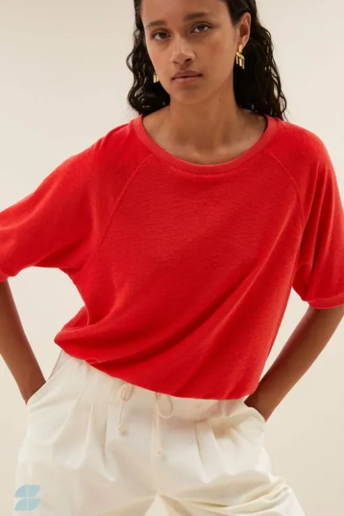 By bar neva slub top | poppy red* Tops & T-shirts