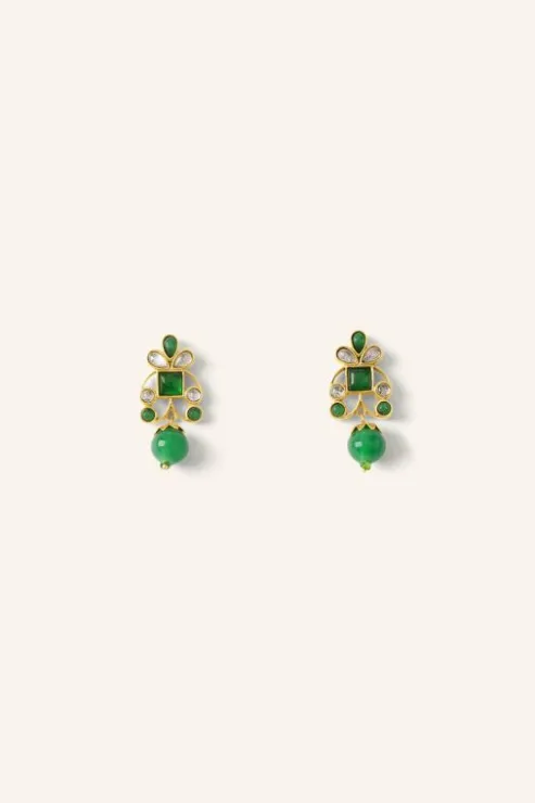 By bar nila earring | green* Boucles D'oreilles