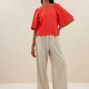 By bar olivia twill blouse | poppy red* Chemisiers