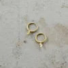 By bar PD cross round earring | gold* Boucles D'oreilles