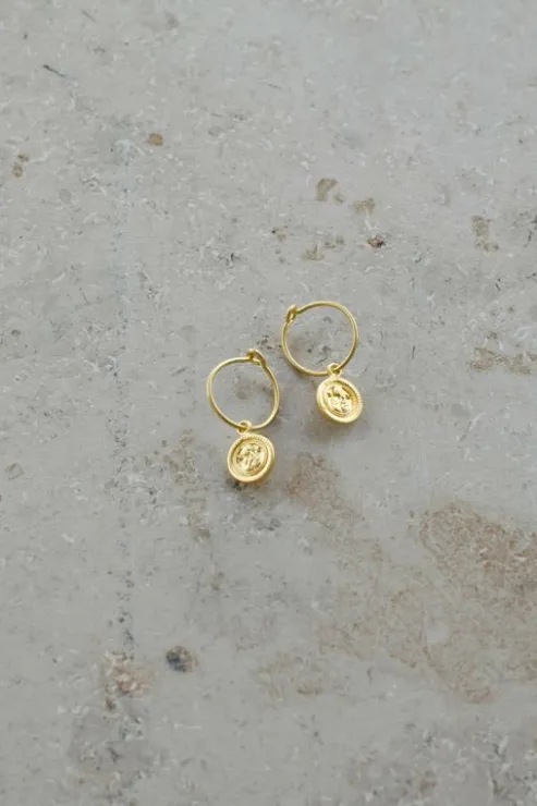 By bar PD maria round earring | gold* Boucles D'oreilles