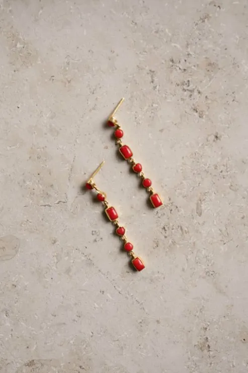 By bar pd nolan earring | red* Boucles D'oreilles