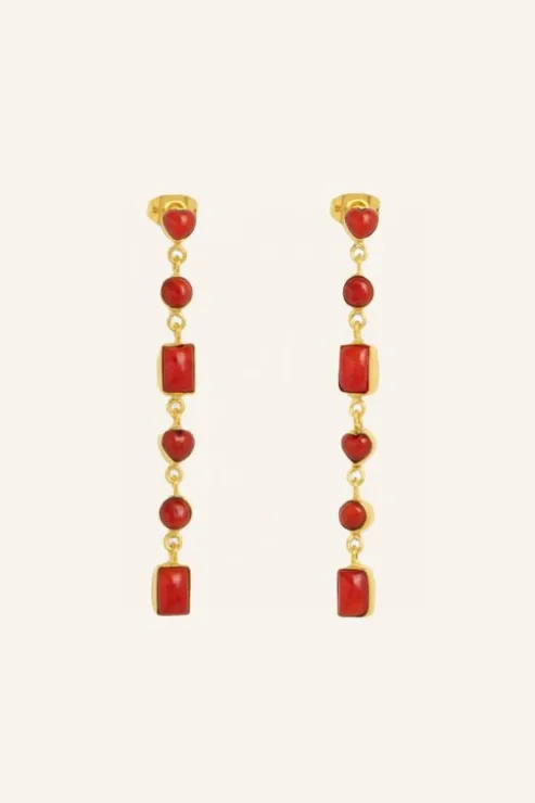 By bar pd nolan earring | red* Boucles D'oreilles