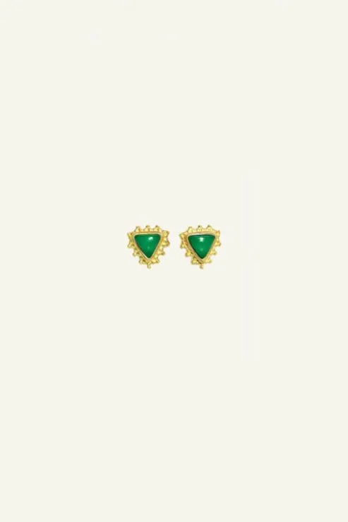 By bar PD triangle stud earring | green* Boucles D'oreilles