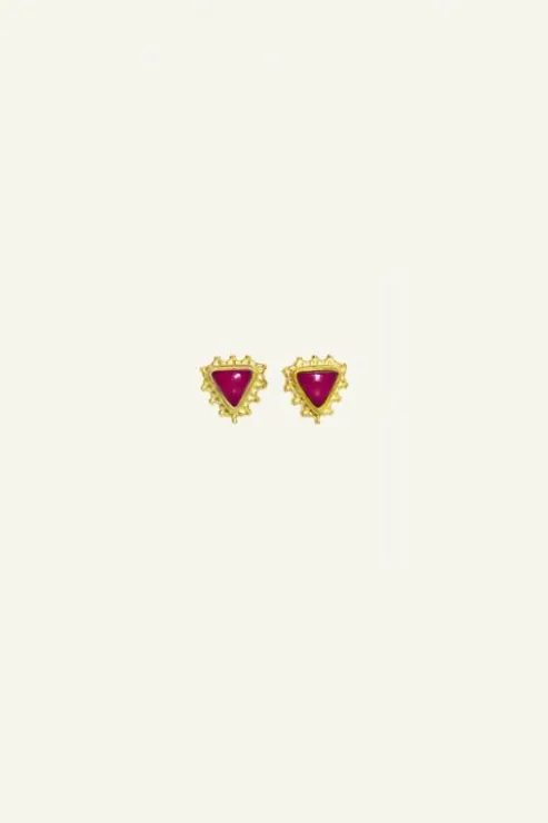 By bar PD triangle stud earring | ruby* Boucles D'oreilles