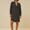 By bar resa linen dress | jet black* Robes