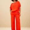 By bar robyn satin stripe pant | bright poppy* Pantalon