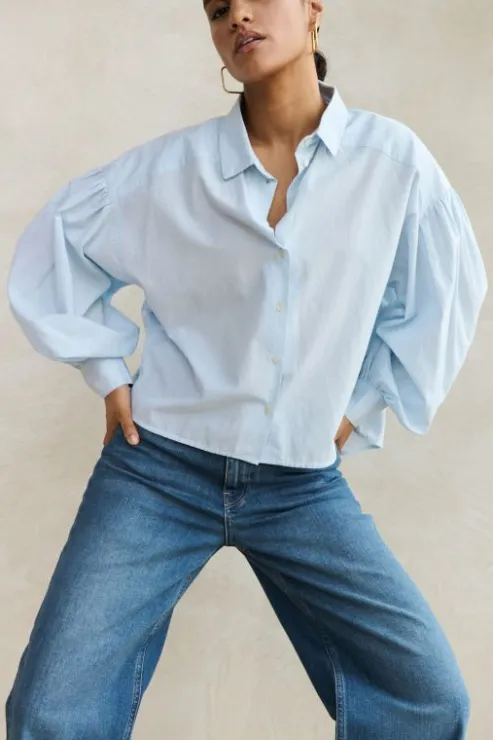 By bar sarah short chambray blouse | light blue* Chemisiers