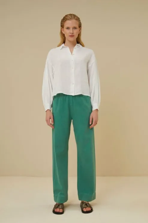 By bar sarah short linen blouse | bright white* Chemisiers