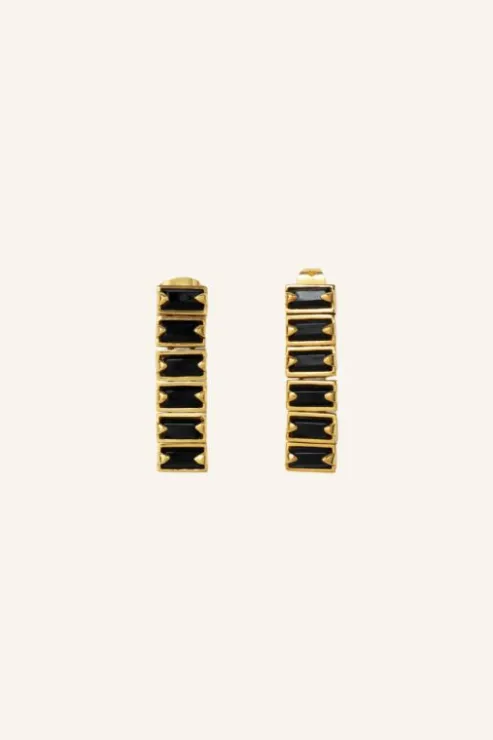 By bar strass earring | black* Boucles D'oreilles