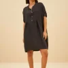 By bar tais linen dress | jet black* Robes