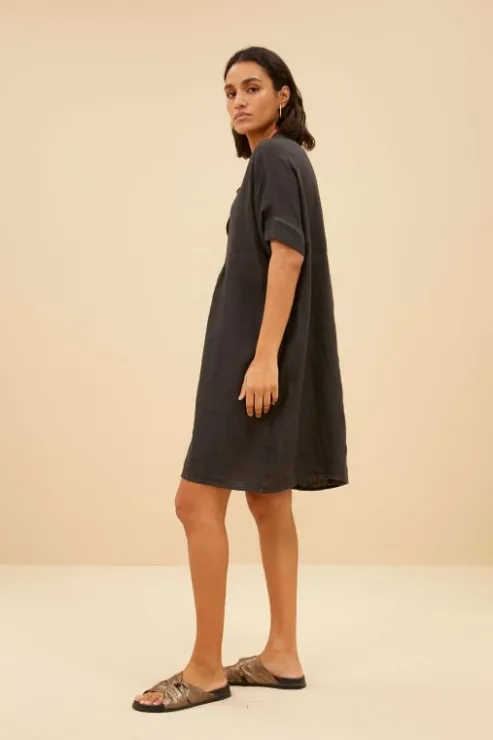 By bar tais linen dress | jet black* Robes