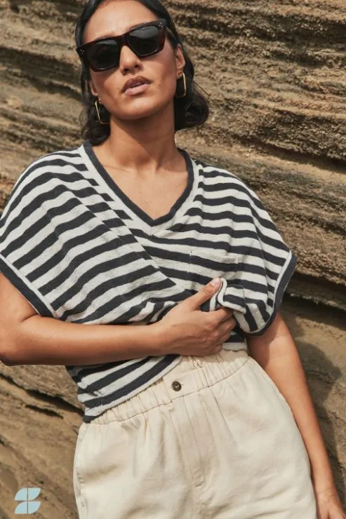 By bar tammie slub stripe top | jet black* Tops & T-shirts